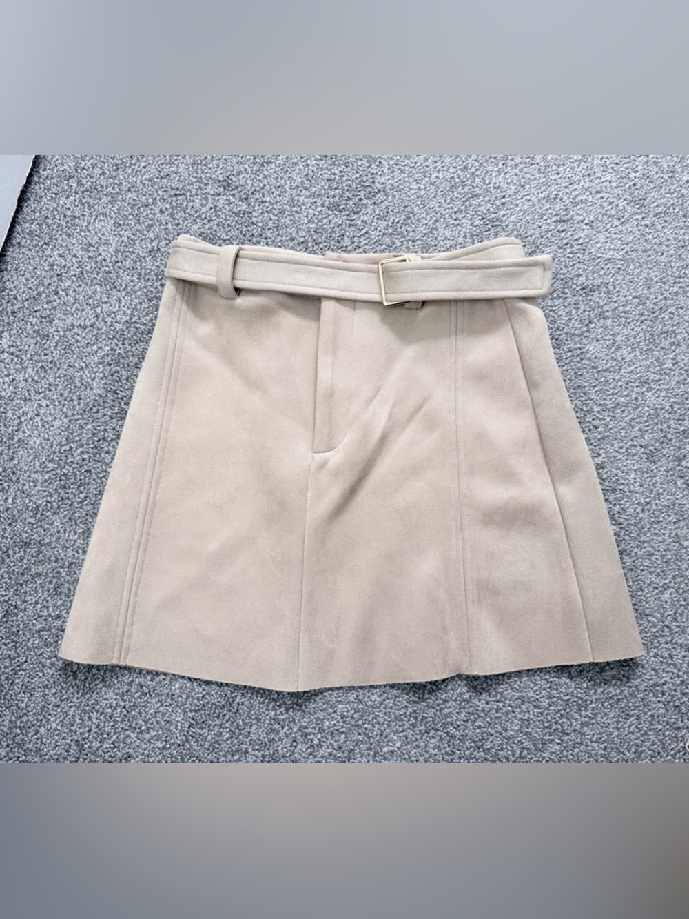 Zara Beige Belted A-Line Skirt